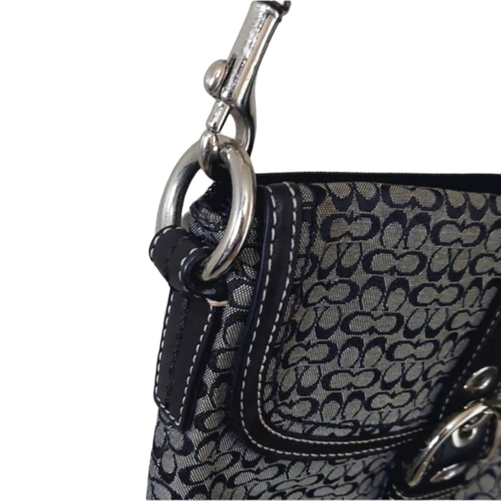 Coach Monogrammed Logo Buckle Small Crossbody Black/White/Silver Hardware - Picture 9 of 15